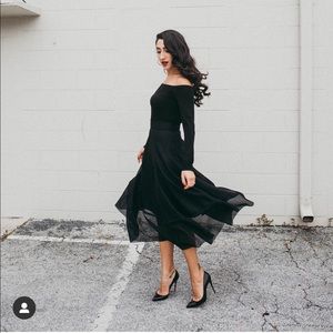 Maje - high waist black midi skirt